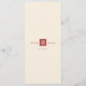 Klassieke Square Double Happiness Chinese bruiloft Menu (Achterkant)