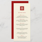 Klassieke Square Double Happiness Chinese bruiloft Menu (Voorkant / Achterkant)