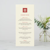 Klassieke Square Double Happiness Chinese bruiloft Menu (Staand voorkant)