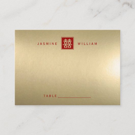 Klassieke Square Double Happiness Chinese bruiloft Plaatskaartje (Voorkant)