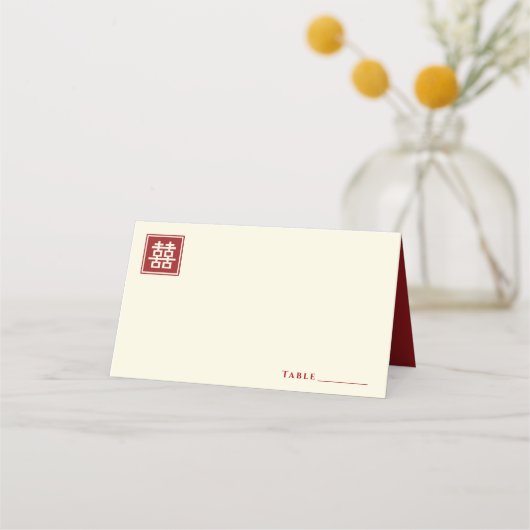 Klassieke Square Double Happiness Chinese bruiloft Plaatskaartje (Voorkant)
