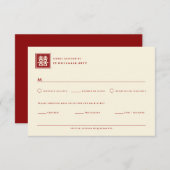 Klassieke Square Double Happiness Chinese bruiloft RSVP Kaartje (Voorkant / Achterkant)