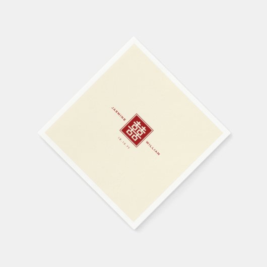 Klassieke Square Double Happiness Chinese bruiloft Servetten (Hoek)