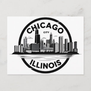 Klassieke stadslijn van Chicago Illinois Retro rei Briefkaart