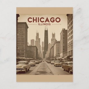 Klassieke stadslijn van Chicago Illinois Retro rei Briefkaart