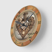 Klassieke Steampunk Hart Trouwdag Ronde Klok (Hoek)