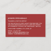 Klassieke stekker, pruimen, buizen visitekaartje (Achterkant)