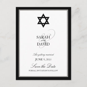 Klassieke ster van David Jewish Wedding Save the D Aankondigingskaart