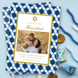 Klassieke ster van David Pattern Lijst Hanukkah Fo Feestdagenkaart