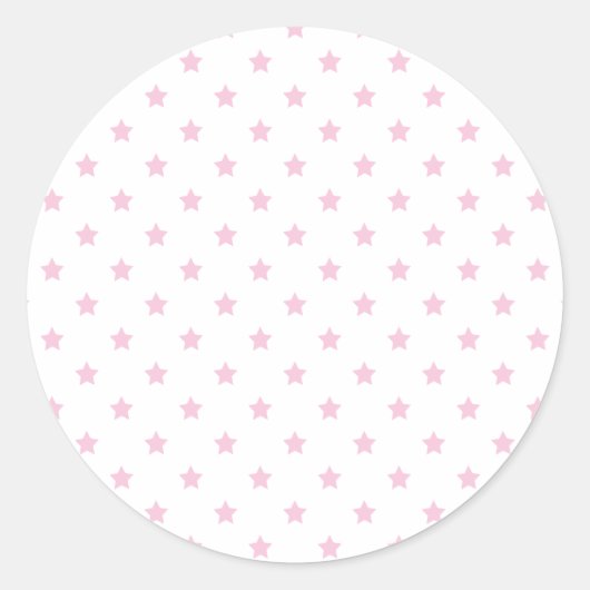 Klassieke sterren lichtroze - wit ronde sticker (Voorkant)
