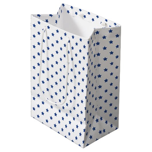 Klassieke sterren True Blue - Wit Medium Cadeauzakje (Voorkant Gekanteld)