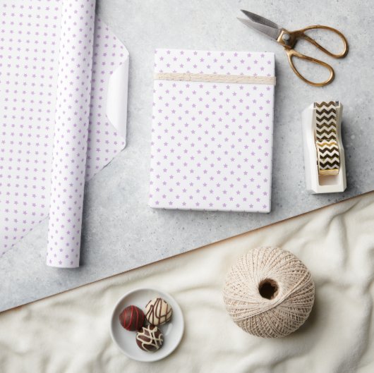 Klassieke sterren Zachte lavendel - Wit Cadeaupapier (Crafts)