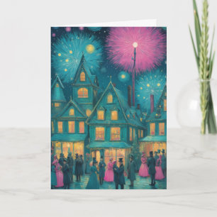 Klassieke Sterrennacht Kerstkaart Impressionistisc Kaart