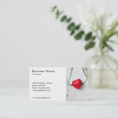 Klassieke Stethoscoop Harart Doctor Red White Visitekaartje (Staand voorkant)