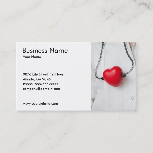 Klassieke Stethoscoop Harart Doctor Red White Visitekaartje (Voorkant)
