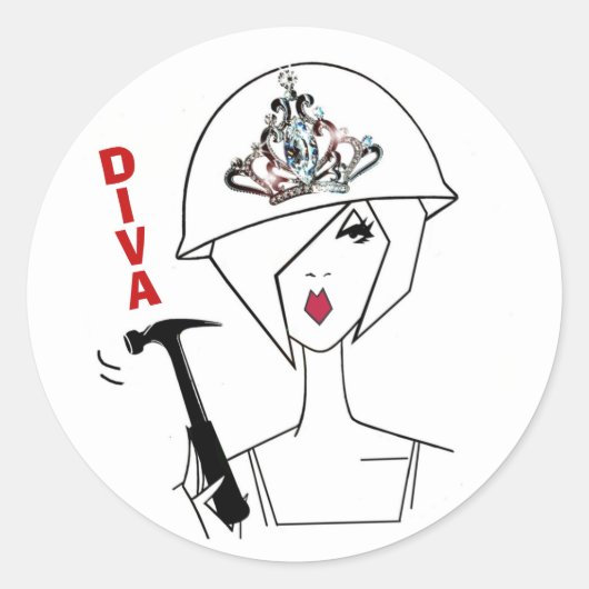 Klassieke Sticker "Diva with a Hard Pet" (Voorkant)