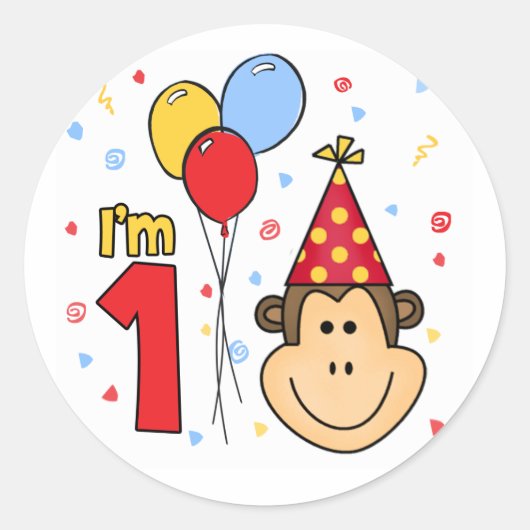 Klassieke Sticker eerste verjaardag (Voorkant)