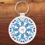 Klassieke Sticker met barokke stijl Floral design Sleutelhanger (Voorkant)