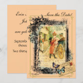 Klassieke Stijl 18e Eeuw Koppel Save the Date Kaart (Voorkant / Achterkant)