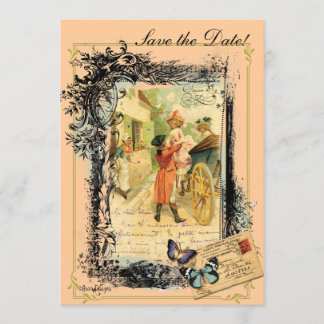 Klassieke Stijl 18e Eeuw Koppel Save the Date Kaart