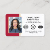 Klassieke stijl Aangepast ID Foto Rood Goud Visitekaartje (Voorkant)