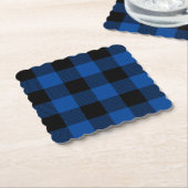 Klassieke Stijl Blauw en Zwart Buffel Plaid Kartonnen Onderzetters (Gebogen)