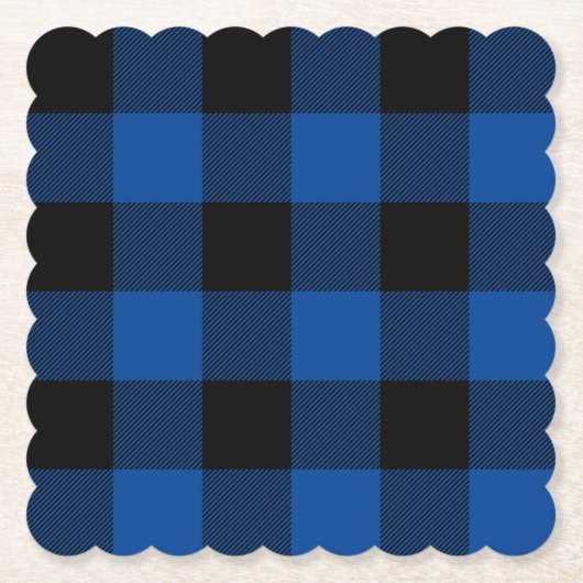 Klassieke Stijl Blauw en Zwart Buffel Plaid Kartonnen Onderzetters (Voorkant)