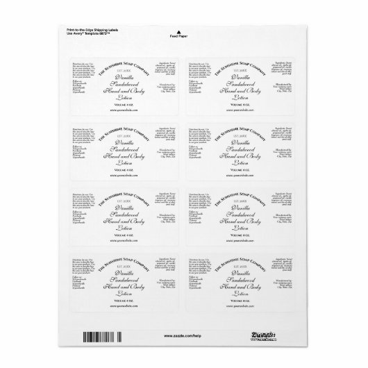 Klassieke  stijl cosmetica flesetiket etiket (Full Sheet)