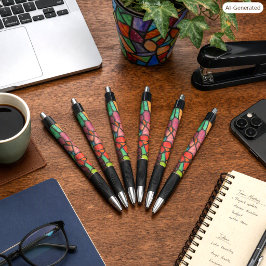 Klassieke stijl gebloemde glas-in-lood pen