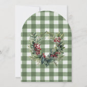 Klassieke stijl Gingham Bloemen Kerstboog Kaart (Achterkant)