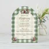 Klassieke stijl Gingham Bloemen Kerstboog Kaart (Staand voorkant)