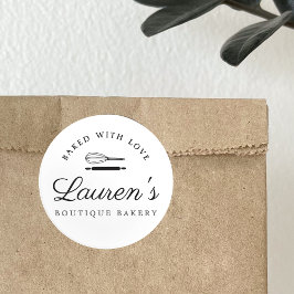 Klassieke Stijl Home Bakkerij Logo met Bedrijfsinf Ronde Sticker