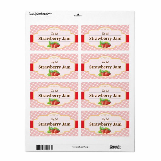 Klassieke stijl Jam Jelly Strawberry Label (Full Sheet)