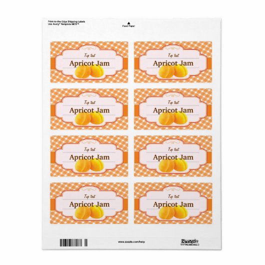 Klassieke stijl Jam Jelly Traditionele Abrikozenja Etiket (Full Sheet)