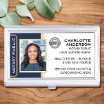 Klassieke Stijl Notaris Openbaar ID Blauw Goud Zak Visitekaarthouder<br><div class="desc">Creëer heeft een professionele uitstraling met deze klassieke Notary Public Business Card Case. Deze stijlvolle sjabloon is gepersonaliseerd met uw identiteitsfoto, naam, gegevens en accreditatie-logo. Perfect voor een notaris, een ondertekenaar van een lening, een gecertificeerde notaris, een vertrouwensbezorger, CNTDA, een mobiele notaris, een apostille of een ander juridisch beroep. Gedrukte...</div>