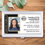 Klassieke Stijl Notaris Public ID Zwart Goud Busin Visitekaarthouder<br><div class="desc">Creëer heeft een professionele uitstraling met deze klassieke Notary Public Business Card Case. Deze stijlvolle sjabloon is gepersonaliseerd met uw identiteitsfoto, naam, gegevens en accreditatie-logo. Perfect voor een notaris, een ondertekenaar van een lening, een gecertificeerde notaris, een vertrouwensbezorger, CNTDA, een mobiele notaris, een apostille of een ander juridisch beroep. Gedrukte...</div>