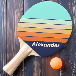 Klassieke stijl Retro sport gestreept met naam Tafeltennisbatje