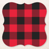 Klassieke Stijl Rood en Zwart Buffel Plaid Kartonnen Onderzetters (Voorkant)