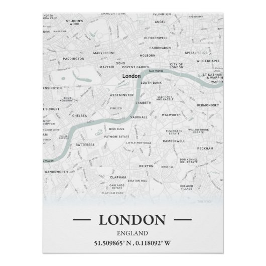 Klassieke stijl stadsplattegrond van Londen, Engel Perfect Poster (Voorkant)