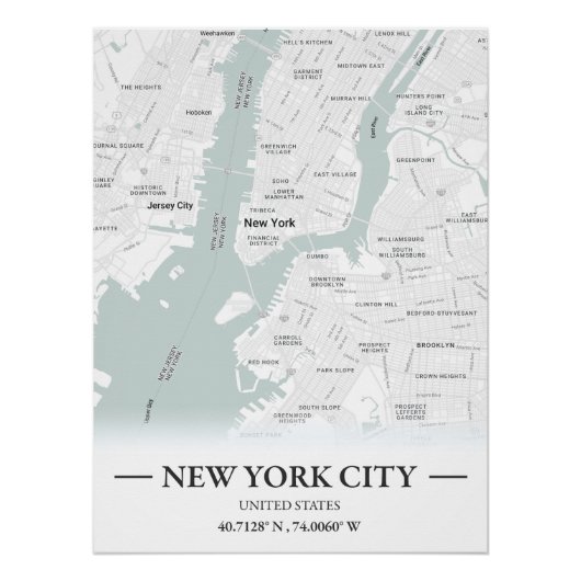 Klassieke stijl stadsplattegrond van New York City Perfect Poster (Voorkant)