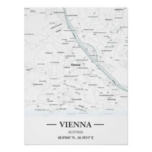 Klassieke stijl stadsplattegrond van Wenen, Oosten Perfect Poster