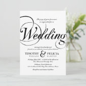 Klassieke stijl zwart-wit bruiloft kaart (Staand voorkant)