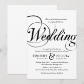 Klassieke stijl zwart-wit bruiloft kaart (Voorkant / Achterkant)