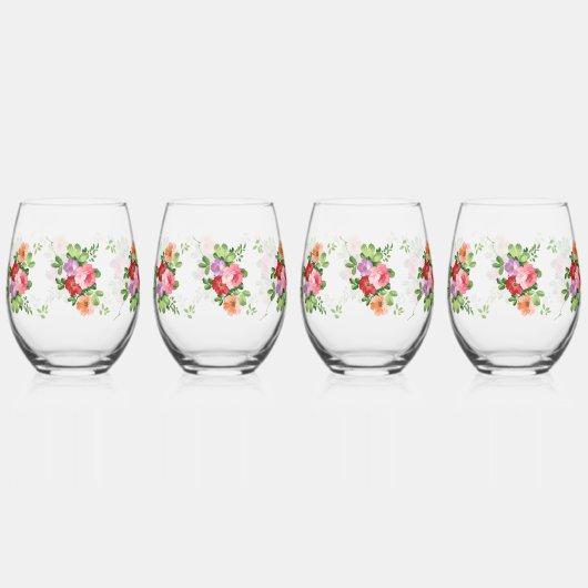 Klassieke Stijlen Bloemen Wijnglas Zonder Voet (Voorkant)