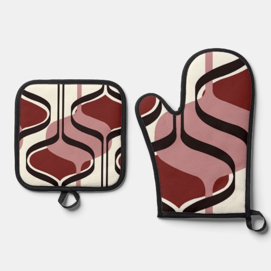 Klassieke stijlen kleuren ovenwant & pannenlap set (Voorkant)