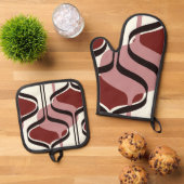 Klassieke stijlen kleuren ovenwant & pannenlap set (Top down)