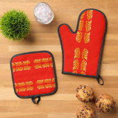 Klassieke stijlen kleuren ovenwant & pannenlap set (Top down)