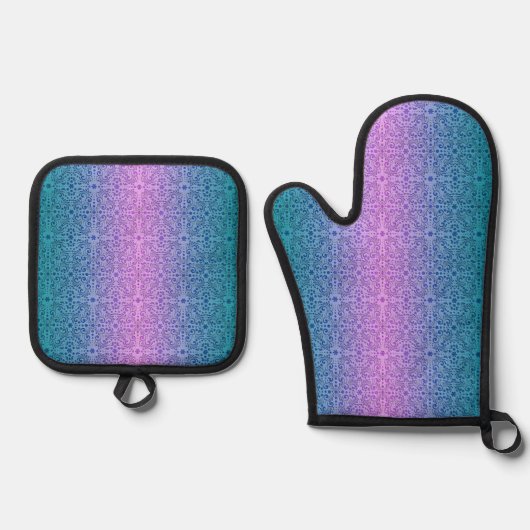 Klassieke stijlen kleuren ovenwant & pannenlap set (Voorkant)