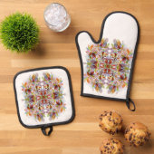 Klassieke stijlen kleuren ovenwant & pannenlap set (Top down)