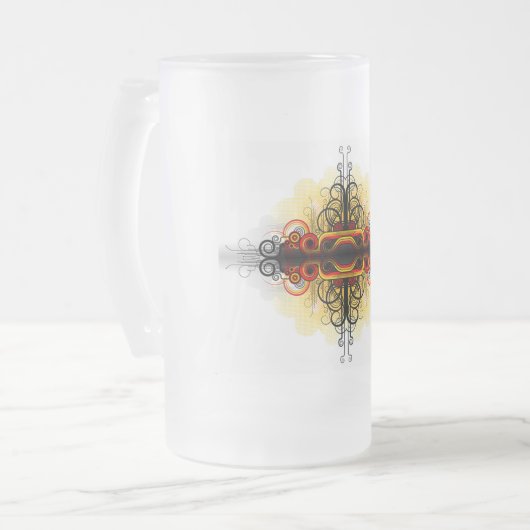 Klassieke stijlen scrollwork matglas bierpul (Voorkant links)